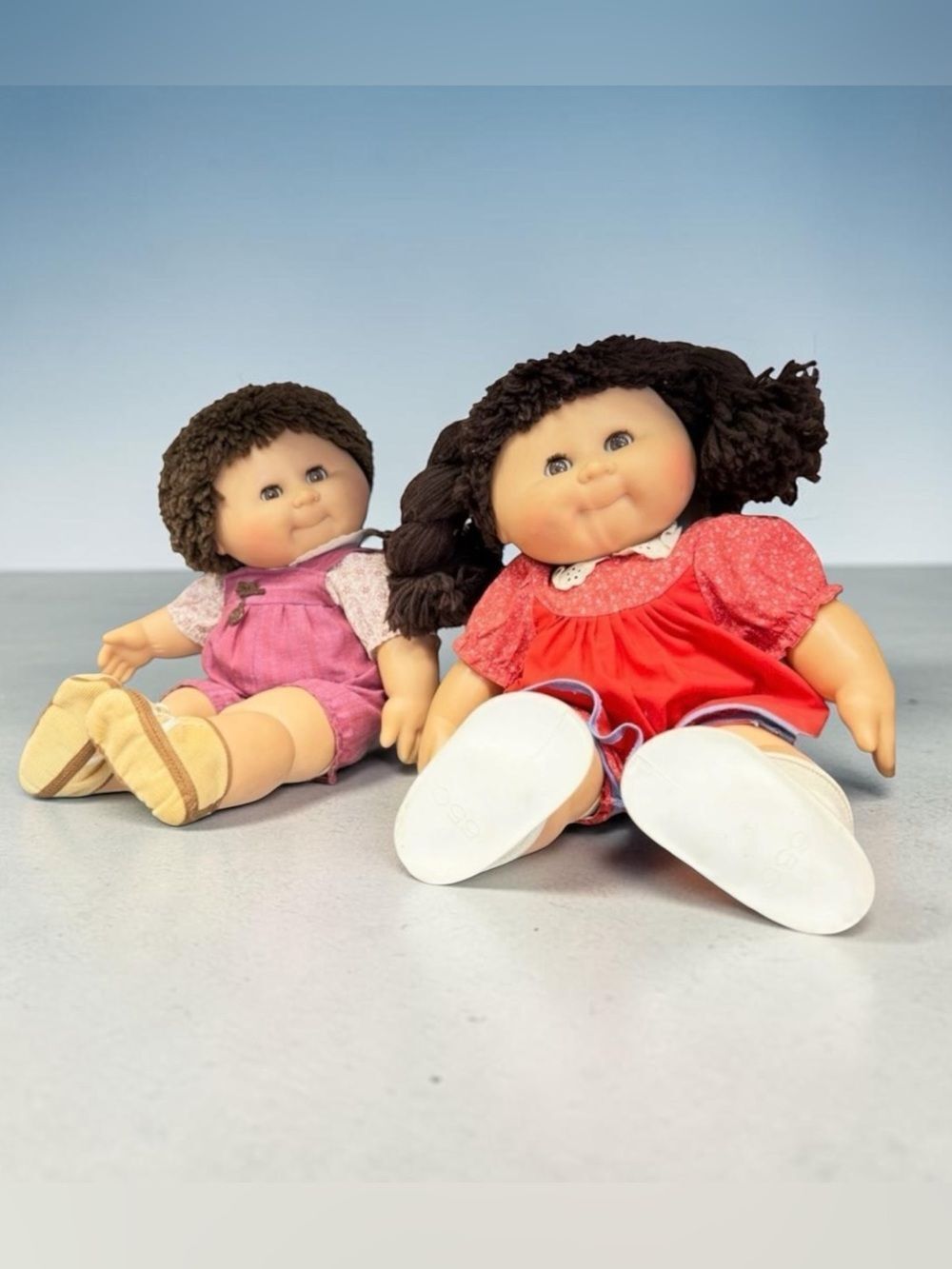 Vintage Collectible Doll Set – Adorable Pair with Yarn Hair & Original Outfits